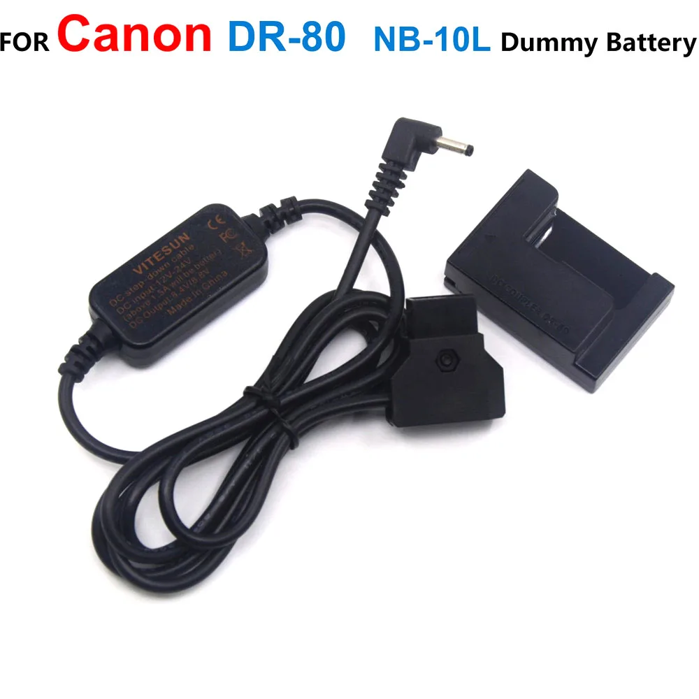 

DR-80 NB-10L Fake Battery+ACK-DC80 D-TAP Dtap 12-24V Step-Down Power Cable For Canon PowerShot G15 G16 SX60HS SX50 SX60 G1 G16