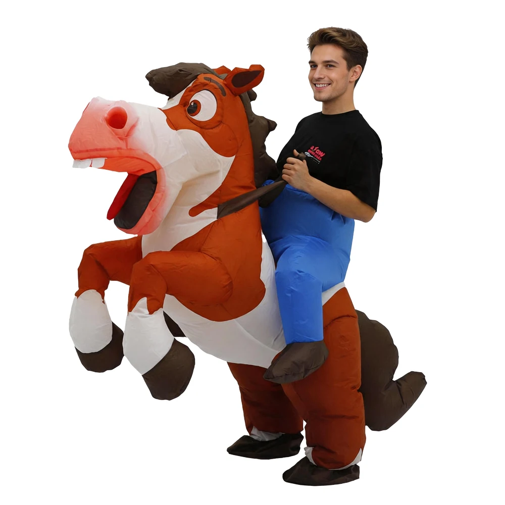 

Ride on Horse Inflatable Costume Mascot Parade Adult Character Cosplay Animal Birthday Halloween Party Event Set