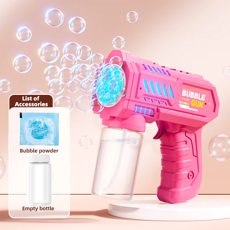 Vollautomatische Seifenblasenpistole Raketen-Seifenblasenmaschine Automatischer Blasenmacher mit Seifenblasenflüssigkeit Spielzeug für Kinder Strand Outdoor Seifenblasengeschenke