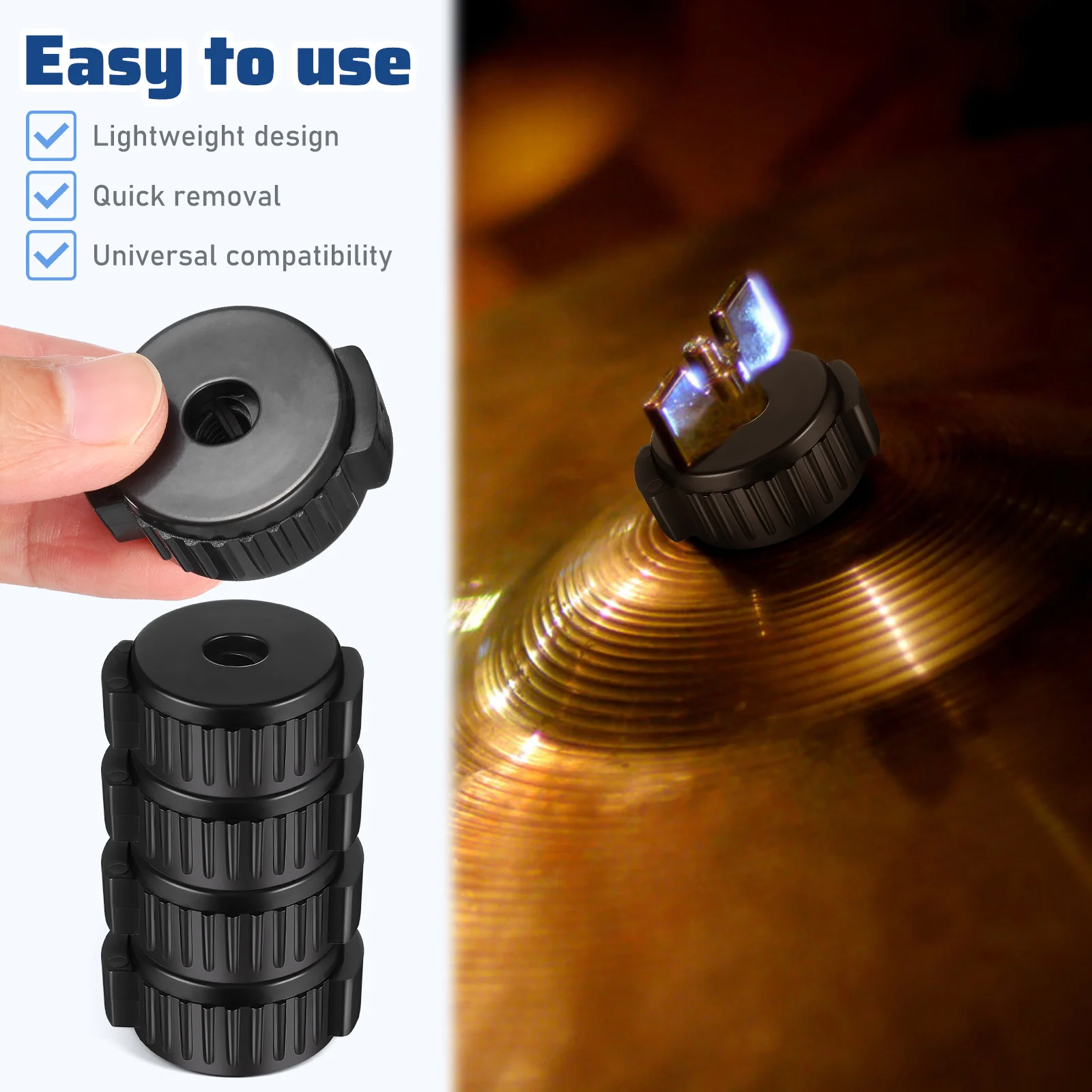 

5 Pcs Black Cymbal Nuts Quick Release Plastic Mounting Hardware Drum Components Less Vibrations Lightweight Universal