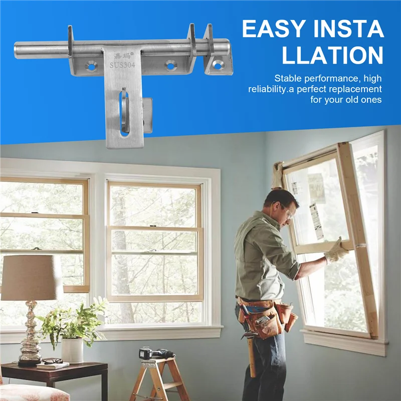 ABSE-Stainless Steel Bolt 304 Heavy-Duty Left And Right Bolts Sliding Bolt Door Lock Latch