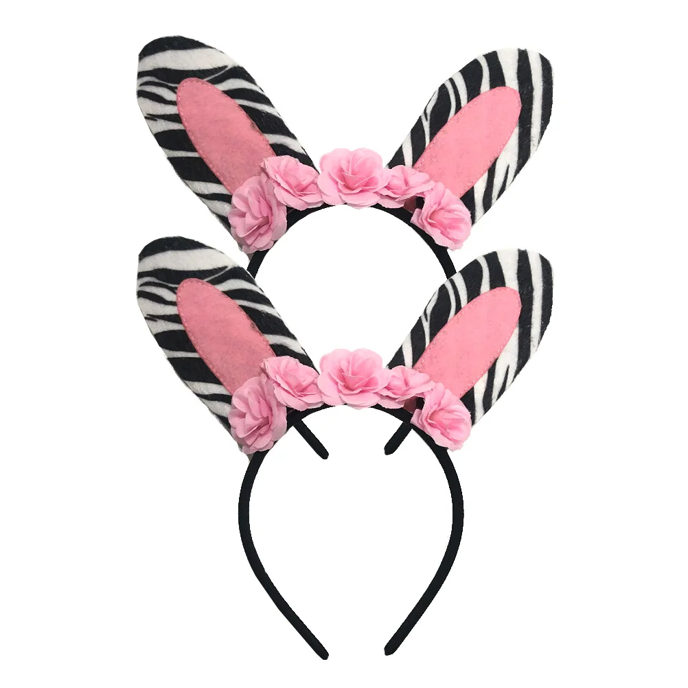 

2 Pcs Headgear Zebra Headband Phones Cosplay Hair Accessory Felt Cloth Cute Headbands Festival Decor