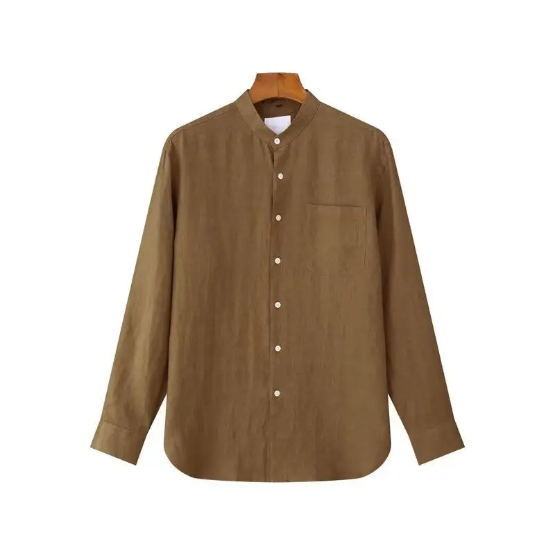 

Fashionable Artistic Long Sleeve Men's Shirt Casual Versatile Spring Autumn Polyester Fiber Loose Fit Urban Style C46