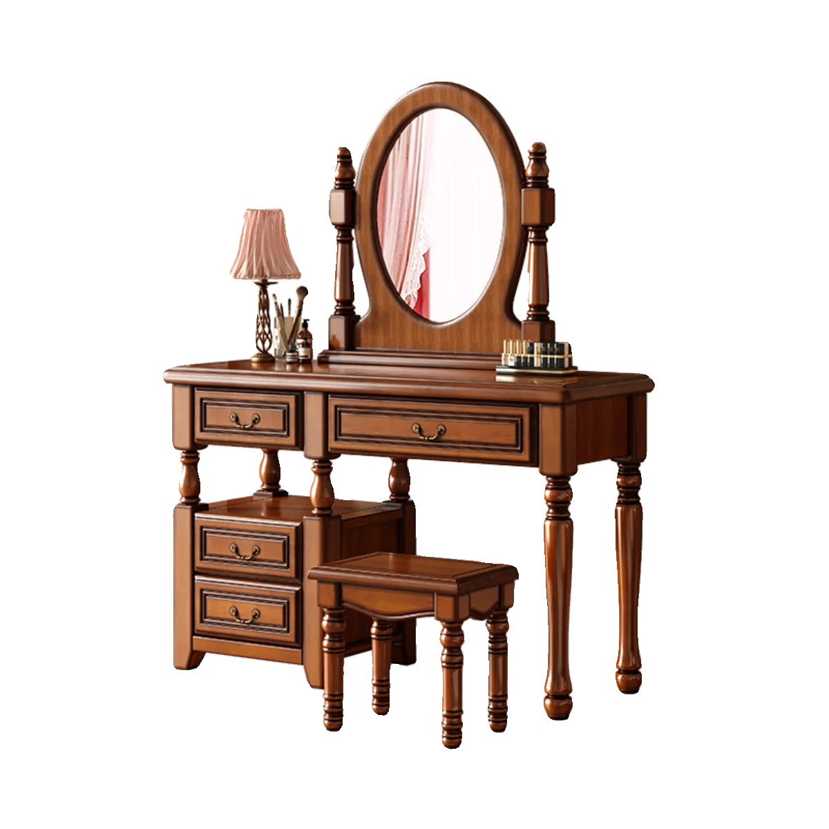 

* Ретро комод из цельного дерева, европейский столик для макияжа, современный светильник для спальни, роскошный столик для макияжа, встроенный шкаф для хранения