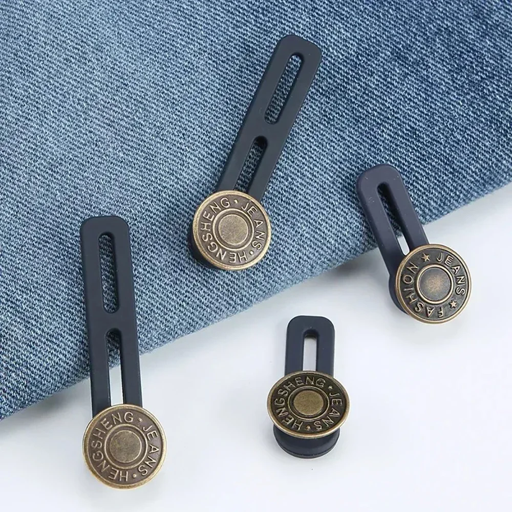 Metal Button Extender Perfect To Any Jeans Pants Free Sewing Retractable Jeans Waist Button Extended Buckles Fixing Kit