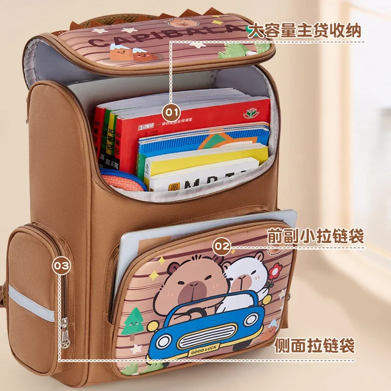 Capybara Student School Bag Cartoon Capybara Large Capacity Waterproof Backpack Girls Holiday Gifts Casual Fashion Commuting