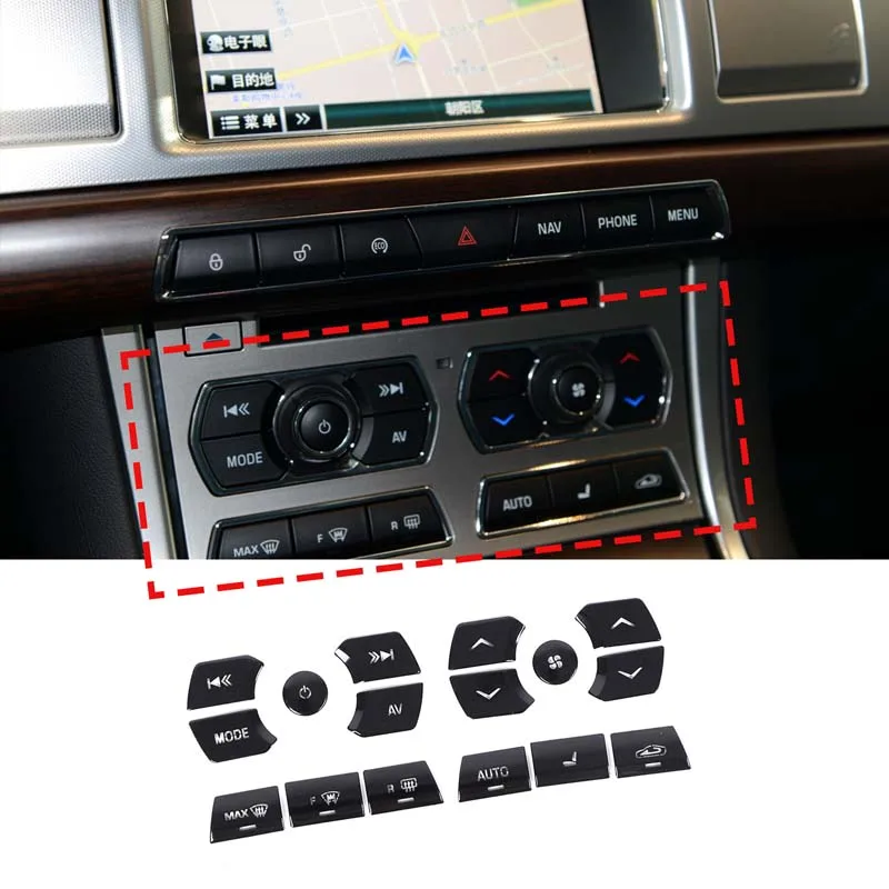 AC Button Sticker Car Multimedia Button Decor Cover Central Control Switch Decal Car Accessories For Jaguar XF X250 2012-2015 - view 2