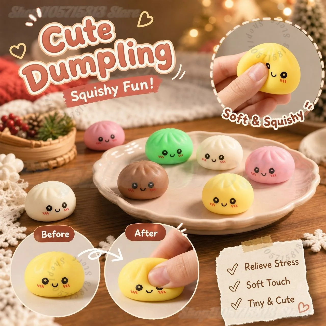 Christmas Advent Calendar 24 Days Countdown Cute Dumpling Squishy Slow Rising Stress Relief Fidget Toy Xmas Surprise Gift