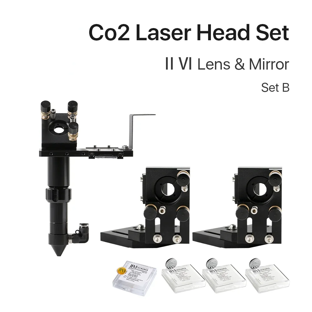 New CO2 Laser Head Set ⅡⅥ Lens D20 FL50.8/63.5/101.6mm with 25mm Mirrors Laser Head Set for Co2 Laser Engraving Machine