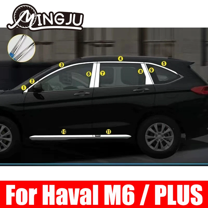 For Haval M6 PLUS 2022 2023 2024 Accessories Window Trim  Stainless Steel Scratch-proof Pillar Posts Cover Car Accessories