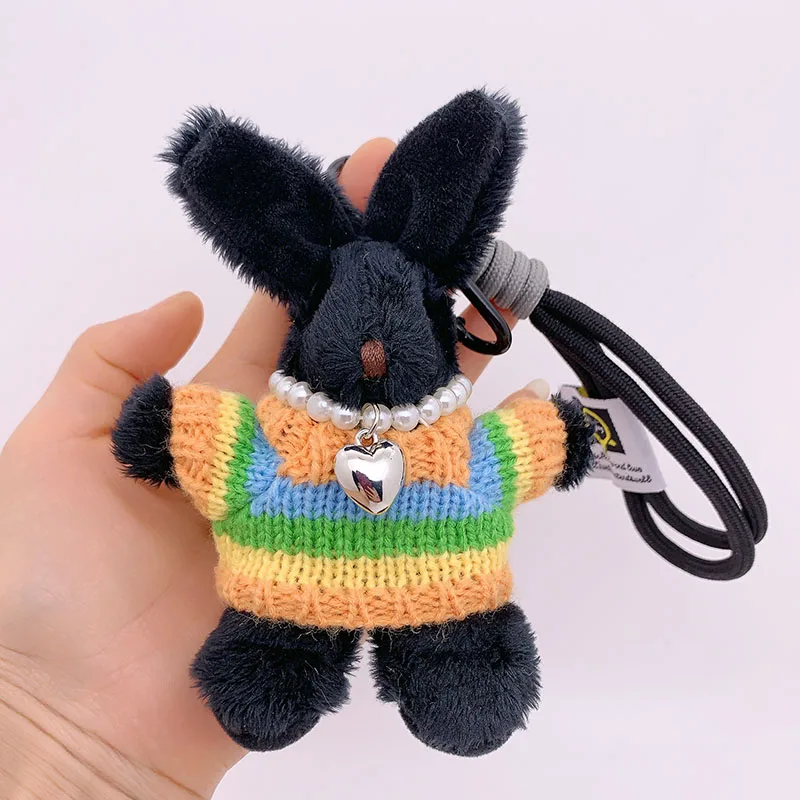 Portachiavi in peluche con coniglio Kawaii da 15 cm Ciondolo in peluche con coniglietto carino Portachiavi con animali morbidi Portachiavi per auto Accessori per borse da donna per ragazze