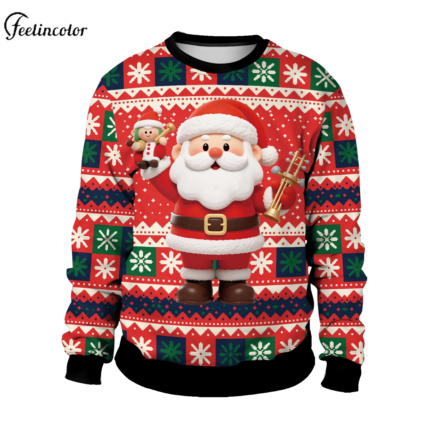 امرأة رجل سانتا ثلج القبيح عيد الميلاد بلوزات شجرة عيد الميلاد ثلاثية الأبعاد الرقمية المطبوعة البلوز زوجين Crewneck البلوز الأسرة Casua