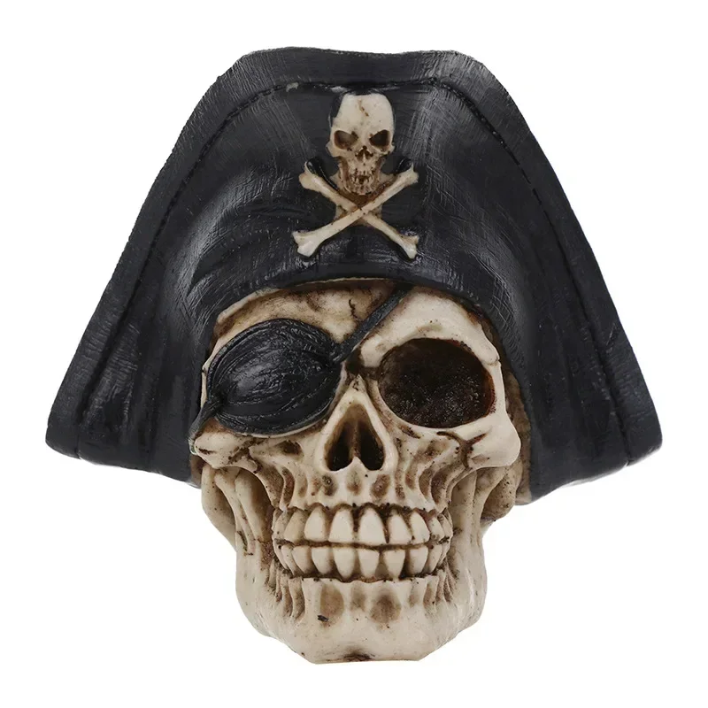 Harz Piraten Schädel Kopf Statue für Wohnkultur kreative Handwerk Figuren Skulptur Halloween Dekoration Schädel Statue Wohnkultur