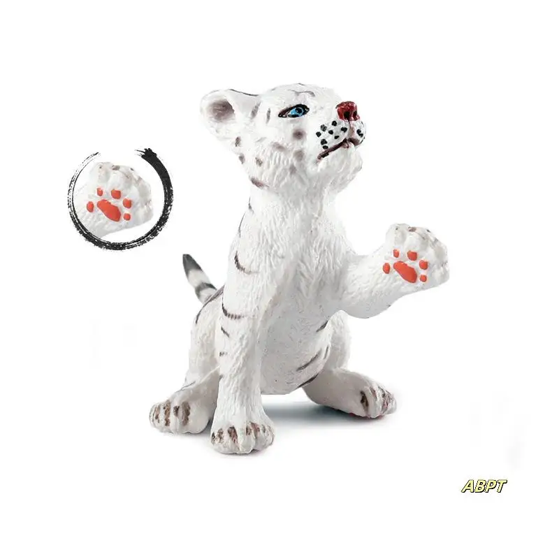

Simulation White Tiger Family Collection Pvc Animal Static Solid Wild Animal Children