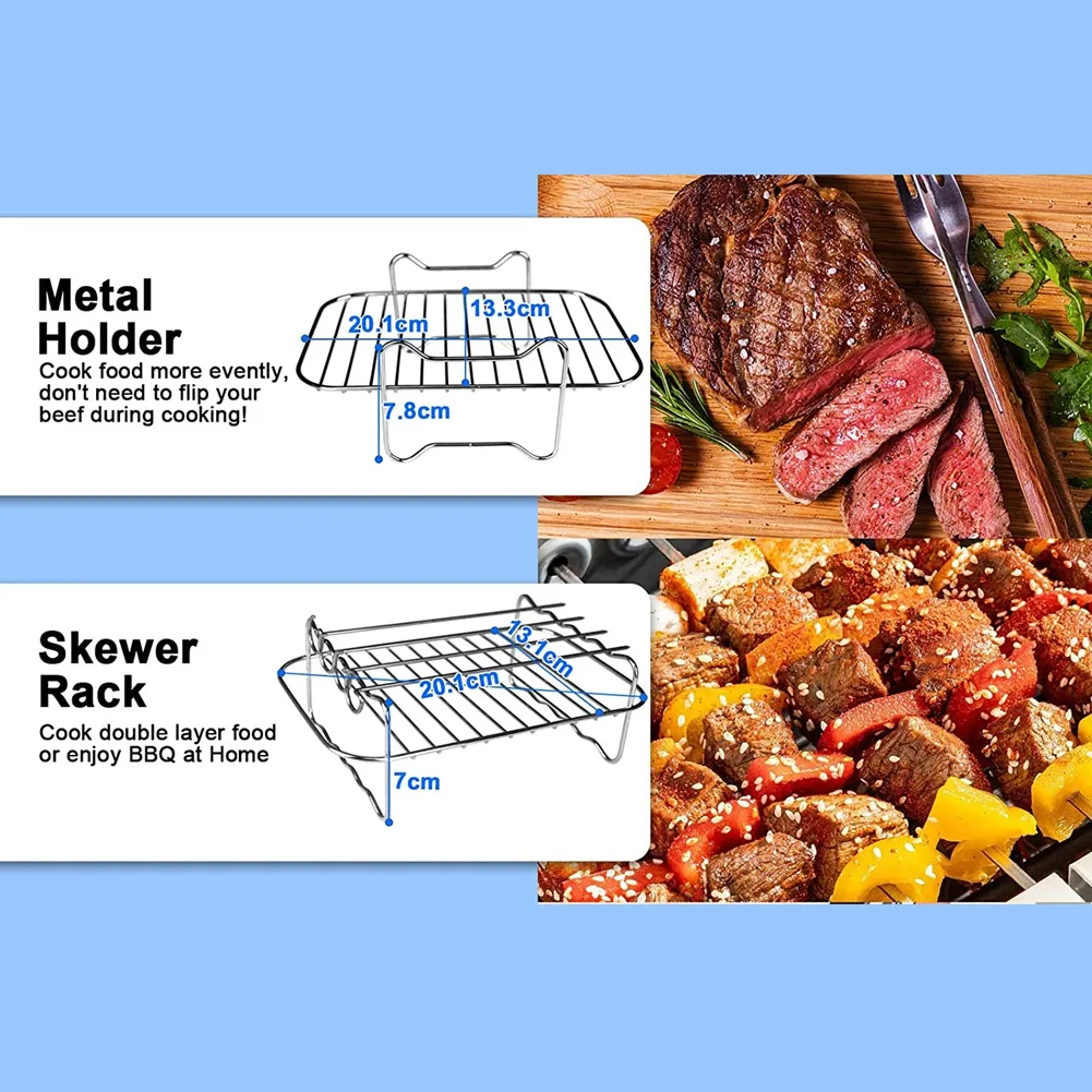 

B46B-6 Pieces Double Basket Airfryer Parts For Ninja Foodi AF300UK AF400UK, Tower T17088, Instant Salter Dual Zone Deep 7.6L-9.6