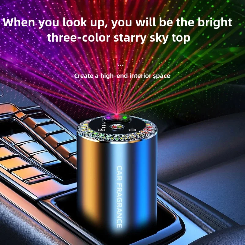 

New Lamp Design 3-Color Starry Sky Top Car Aromatherapy Intelligent Spray Automatic Air Fragrance Sprayer Car Perfume Diffuser