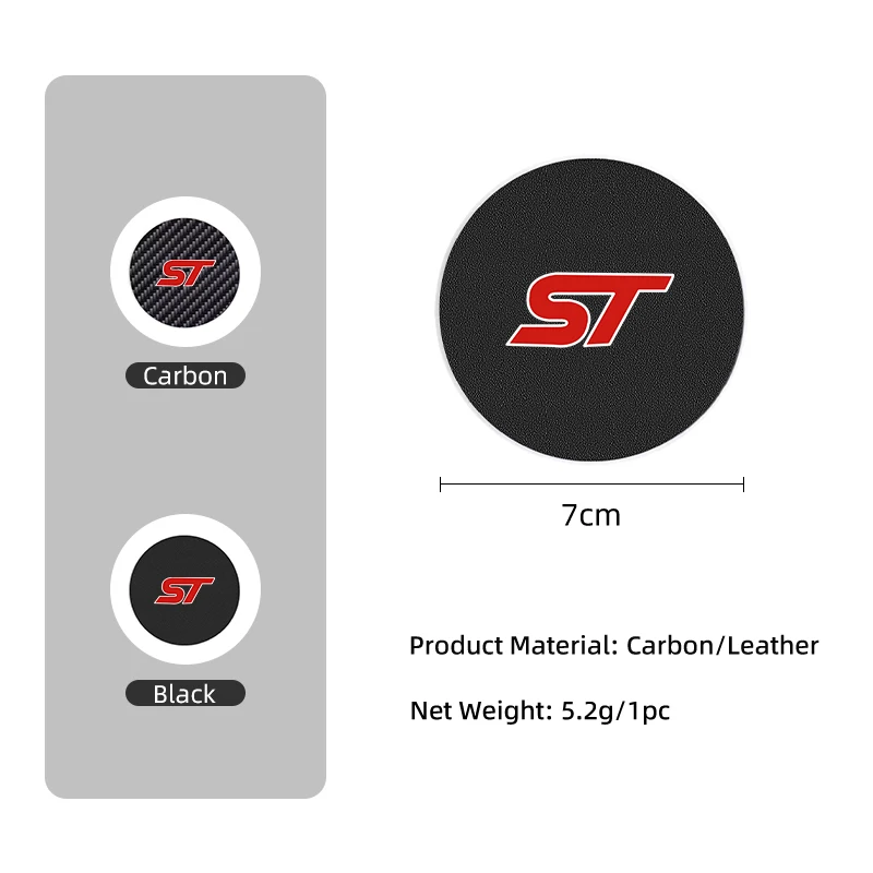 Car Coaster Carbon Mug Drinking Pad Cup Non-Slip Mat Accessories For Ford Focus Fiesta Ranger Mustang Escort Falcon Flex S-MAX