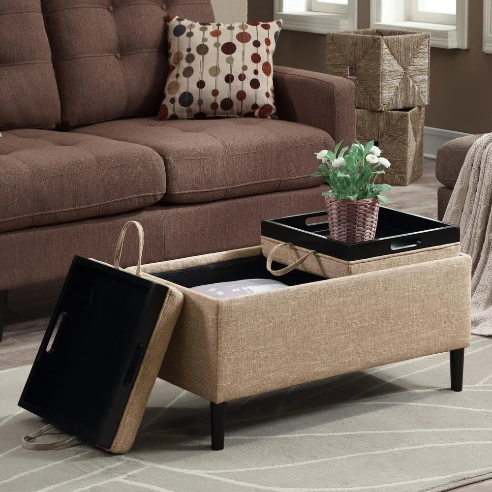 

Comfort Storage Ottoman with Reversible Trays, Stools & Ottomans Inside concealed storage , Tan Fabric