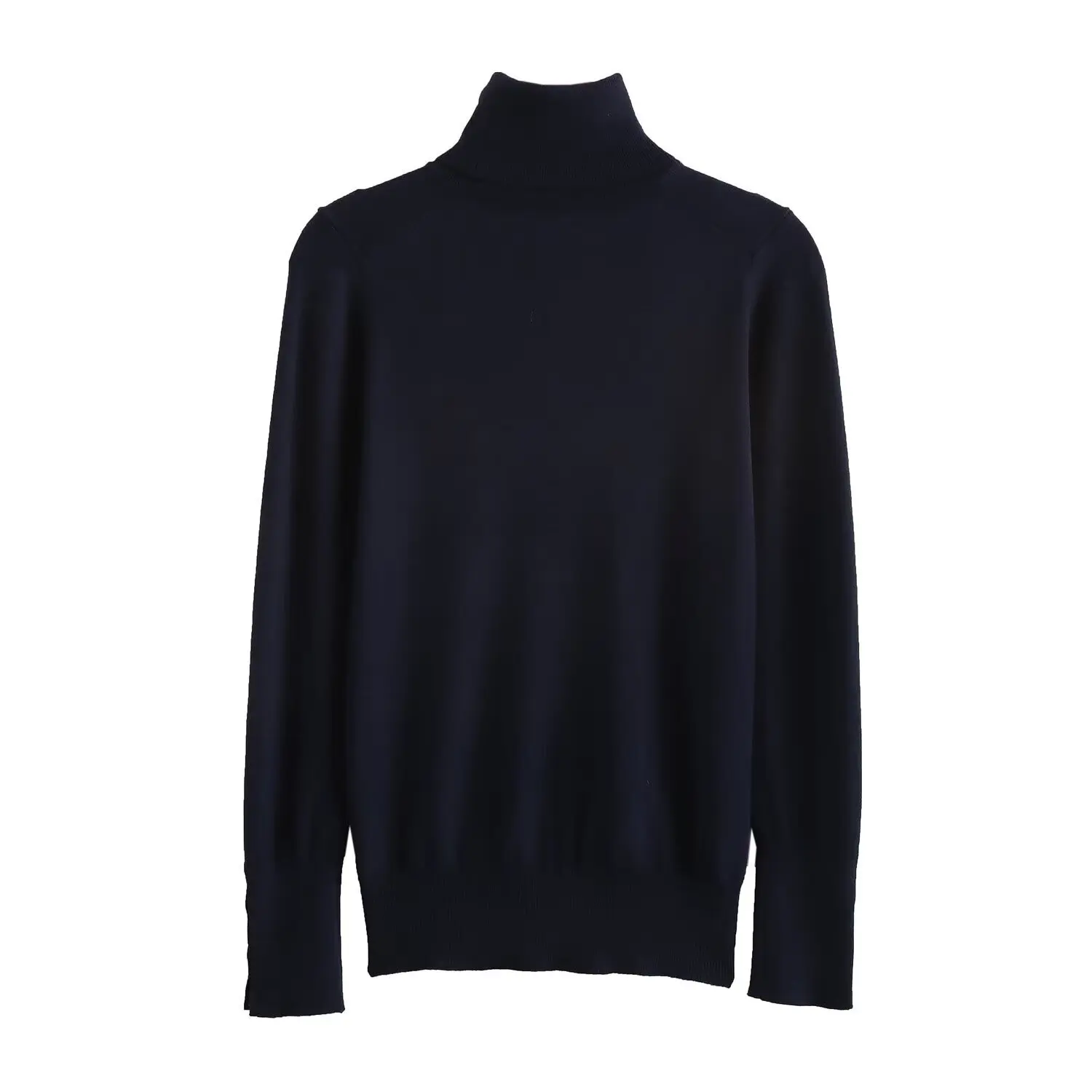 Dave&Di Minimalist Solid Tops Turtleneck Women's Sweater Knitwear Woman Clothing Woman Clothes With Gold Button Elegant Basic Sw