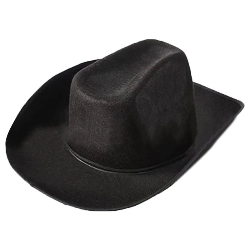 Fashion Vintage Cowboy Hat Western Style Large Brim Hat Hats Fedora Felt Cowboy Jazz Hat Accessory Wide Curve Brim