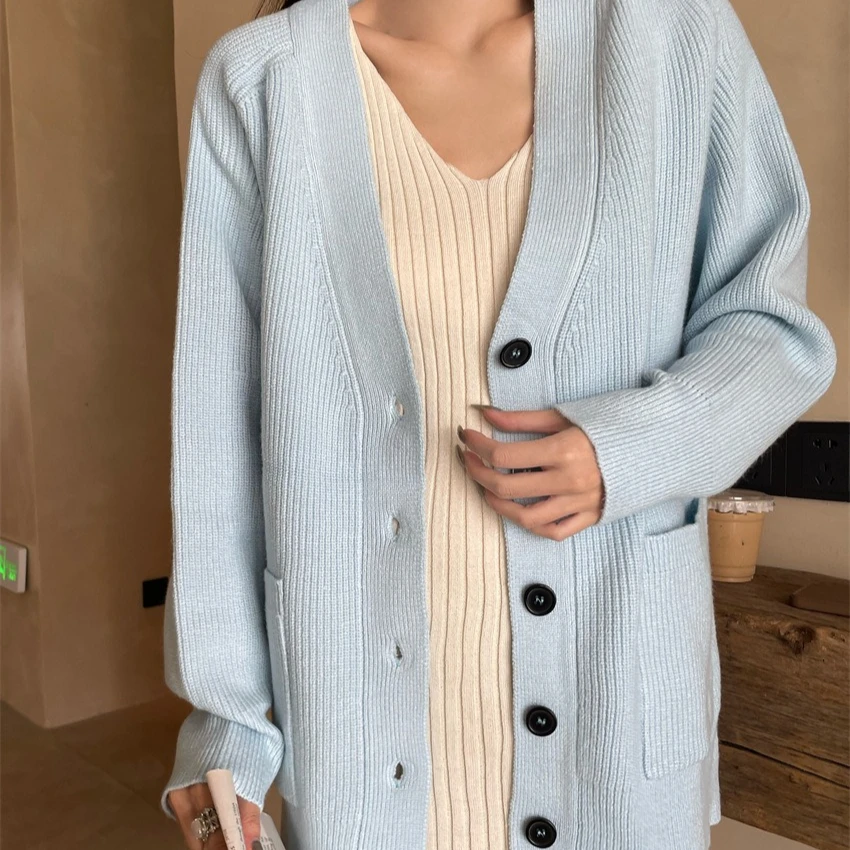 

2026 Spring Women Cardigan Sweaters Coats Jackets Casual Loose Jumpers Y2k Streetwear Elegant Knit Open Stith Autumn Winter