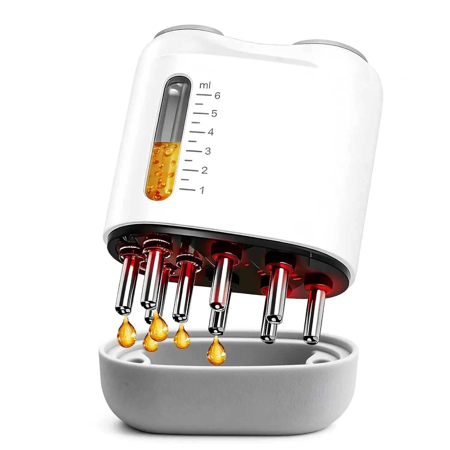 

Электрическая массажная расческа для кожи головы 6 мл с защитой от воды IPX5, многофункциональный аппликатор для нанесения масла для волос, для дома и путешествий, белая