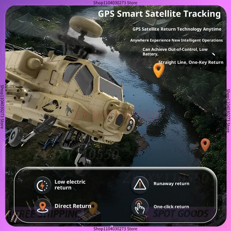 Nowy helikopter zdalnie sterowany Yuhang F11H Apache bez płetw, z GPS, funkcją inteligentnego powrotu do domu, model zabawki samolotu.