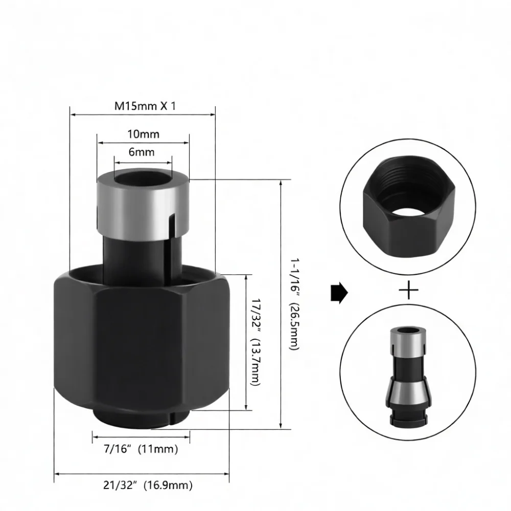 For LAVIE Electric Wood Router Accessory Collet Chuck Nut Milling Cutter Adapter Precision Clamping Spare Part