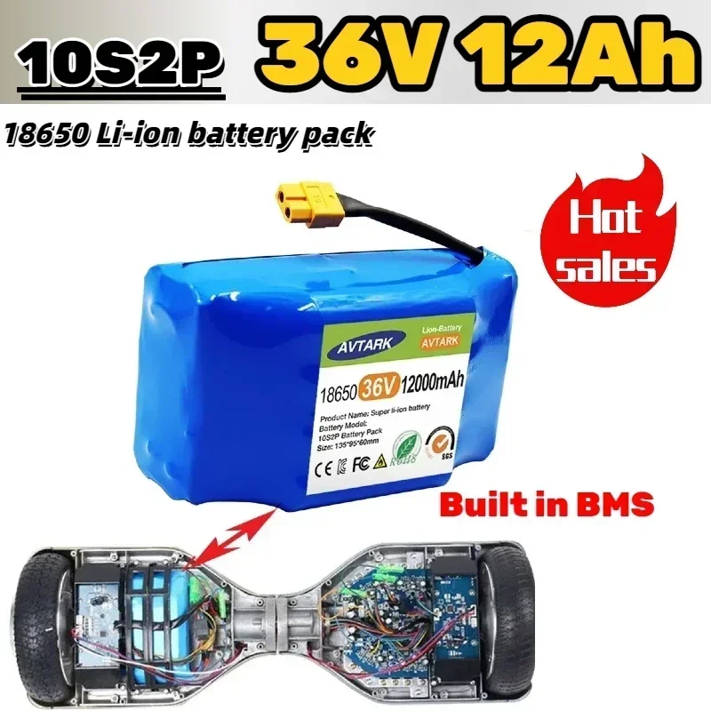 Hover Board Battery 36v 10s2p 4400mAh Lithium Battery Pack for Electric Scooter Twist Car Batt 36v 4.4Ah Rechargeable Battery