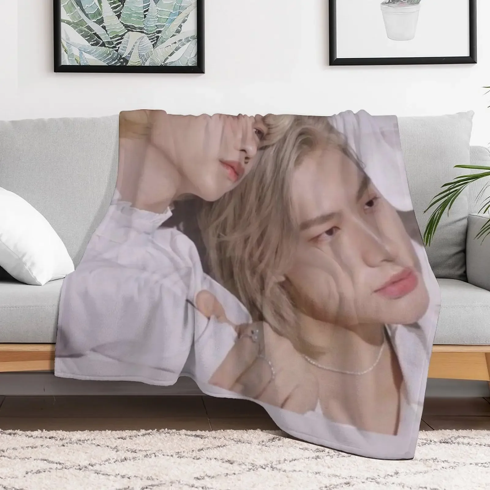 Hyunjin and Felix Throw Blanket Blankets Sofas Of Decoration Heavy Personalized Gift Blankets