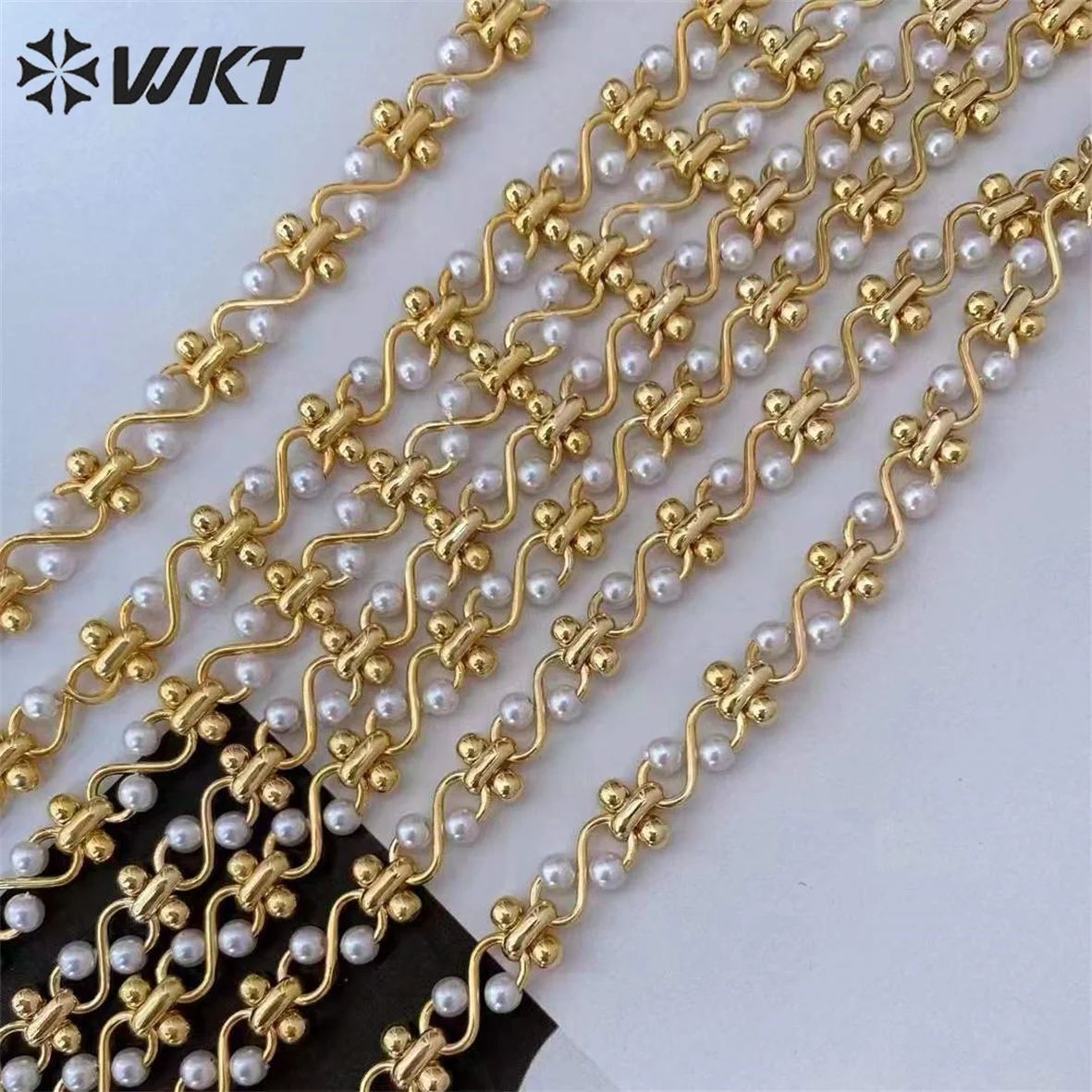 

WT-RBC219 Newest Twisted Watch Strap Chain For Bracelet 18k Real Gold Plated Handmade Beads Jewelry In Meters Accessories