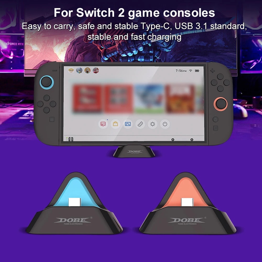 Charging Dock for for Switch 2 Portable Charging Stand with USB Type C Charger Port Dock Station Replacement Desktop Stand
