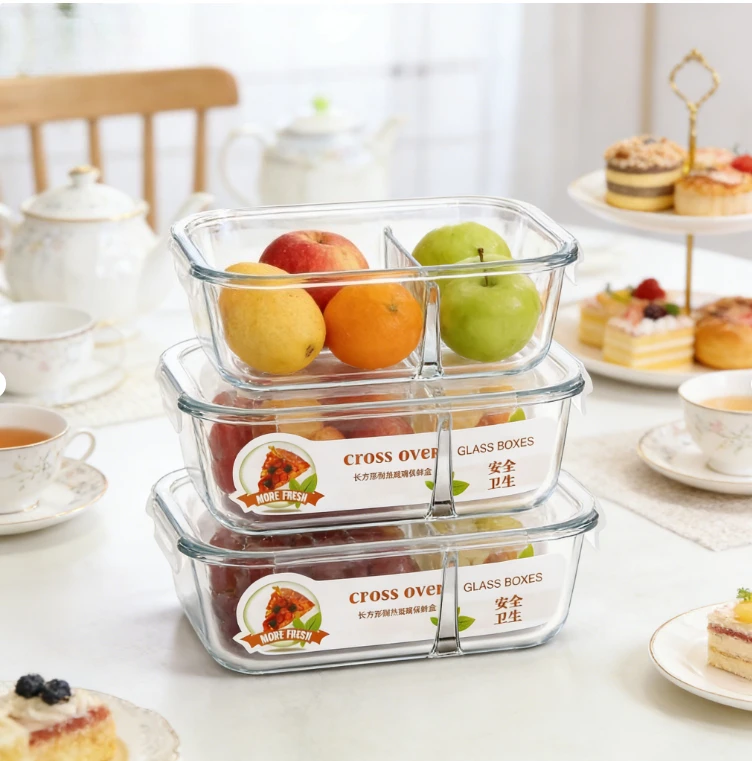 

Clear Plastic Lunch Box, Microwave Safe Food Container, High Temp Resistant Bowl, Fridge Storage with Lid, White