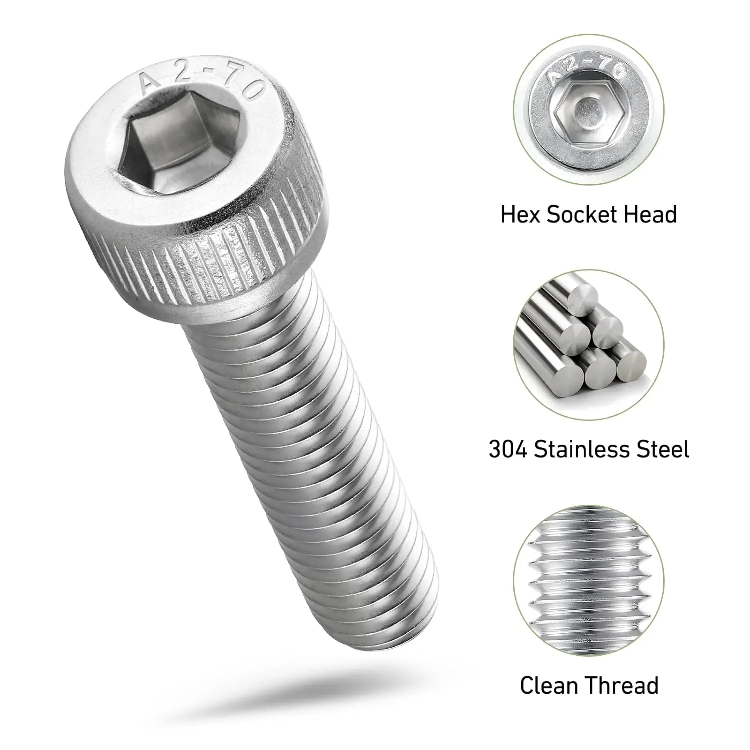 150 Pcs M5 Screw Assortment Metric Hex Socket Head Cap Screws Nuts Kit with Hex Wrench, Stainless Steel