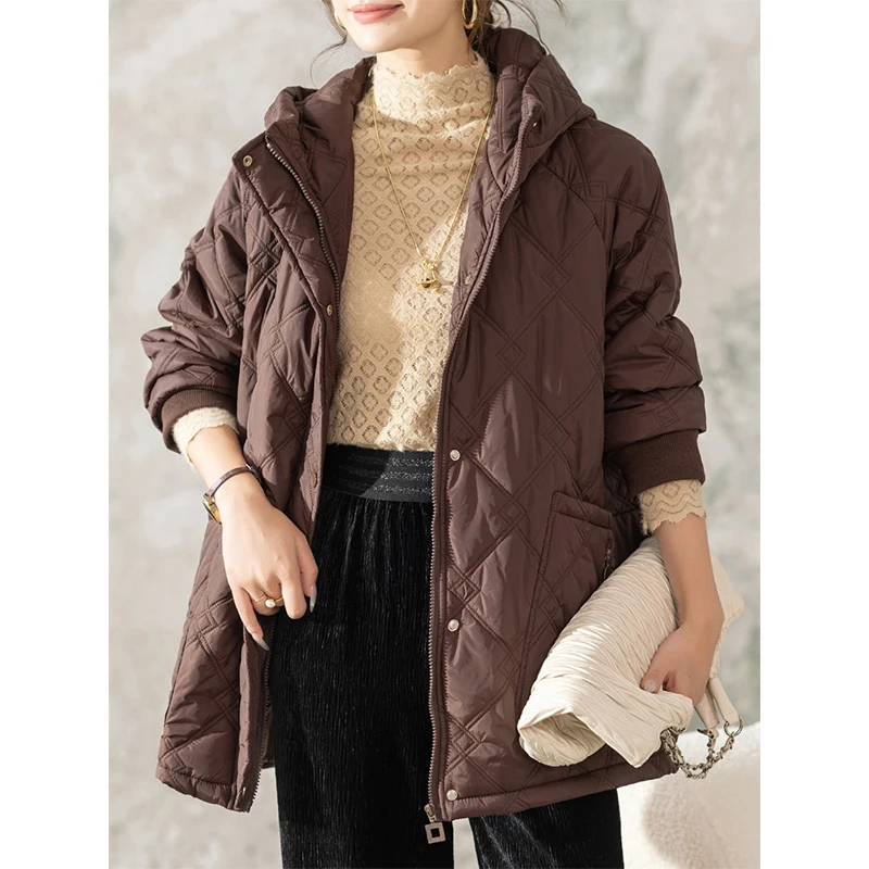 Masss Wasss 2025 Design coréen hiver mode femmes vestes matelassées à capuche lâche chaud Parkas dames classique décontracté épaissir manteaux