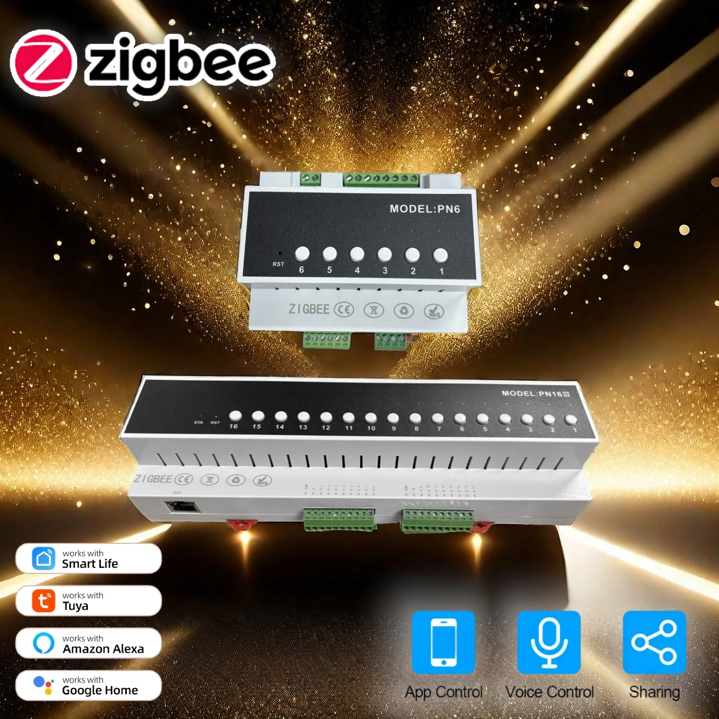 

6/16CH Zigbee 16A модуль релейного переключателя мощность пульт дистанционного управления прибор релейный модуль 110 В-240 В работает с Tuya Smart Life