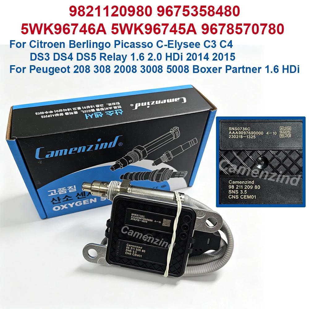 Stickoxid-Sensor NOx-Sensor OEM 9821120980 98 211 209 80 9675358480 5WK96746A 5WK96745A 9678570780 5WK9 6746A für A2C96290800 A2C96290900 für Citroen Berlingo Picasso C3 C4 DS3 DS4 DS5 Relay Peugeot