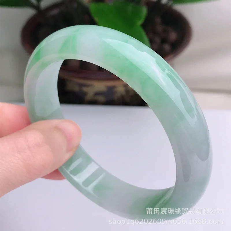 Mine Timber - Floating Flowers Jade Ice-like Myanmar Positive Ring Emerald Bracelet