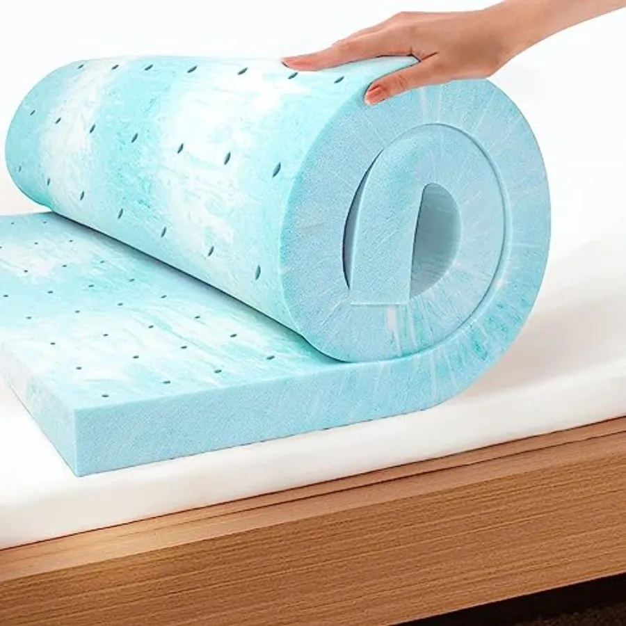 Bed topper for pressure relief, memory foam with gel infusion, gray, ventilated design and CertiPUR-US certified, 60×80, medium