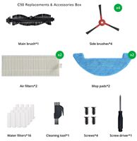 360 C50 Pro Robot Vacuum Cleaner Replacements & Accessories Box Main Brush Side Brushes Air Filters Water Filters Mop Pads