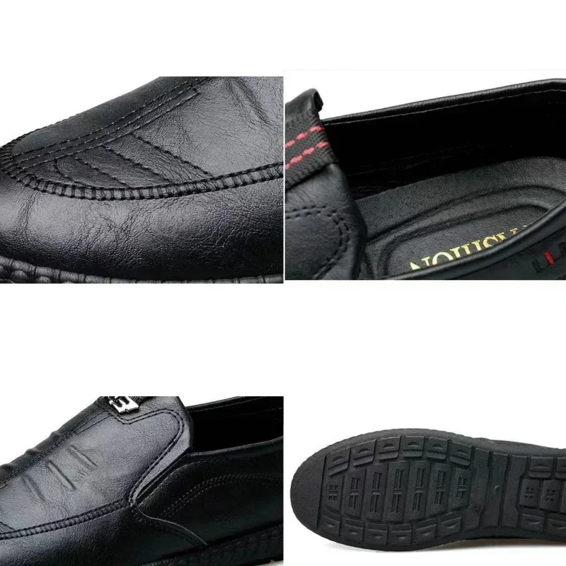 Men Leather Shoes Breathable Business Summer Slip on Loafers Man Casual Black Flats Driving Walking Shoes Moccasins image 5