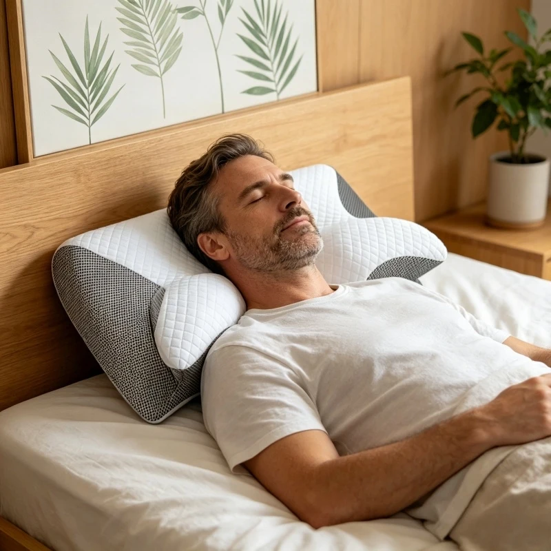 Almohada Cervical Ortopédica Suave y Cómoda 2 en 1, Almohada Ortopédica de Espuma Viscoelástica para Aliviar el Dolor de Cuello y Dormir