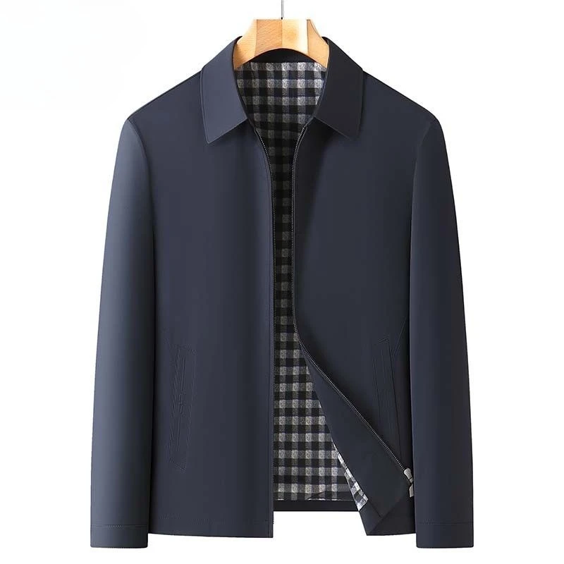 

Outerwear Autumn New Style Business Casual Lapel Jacket for Middle-aged Men Large-sized Jacket Men Clothing Comfort Outcoat