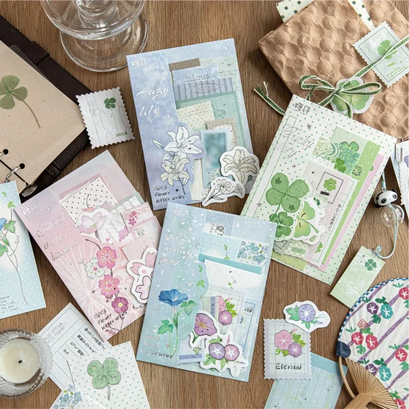 

Floral Letters Fresh Journal Stickers Decorative Markers for Scrapbooking Cute Message Labels for DIY Plant Aesthetic Sticker