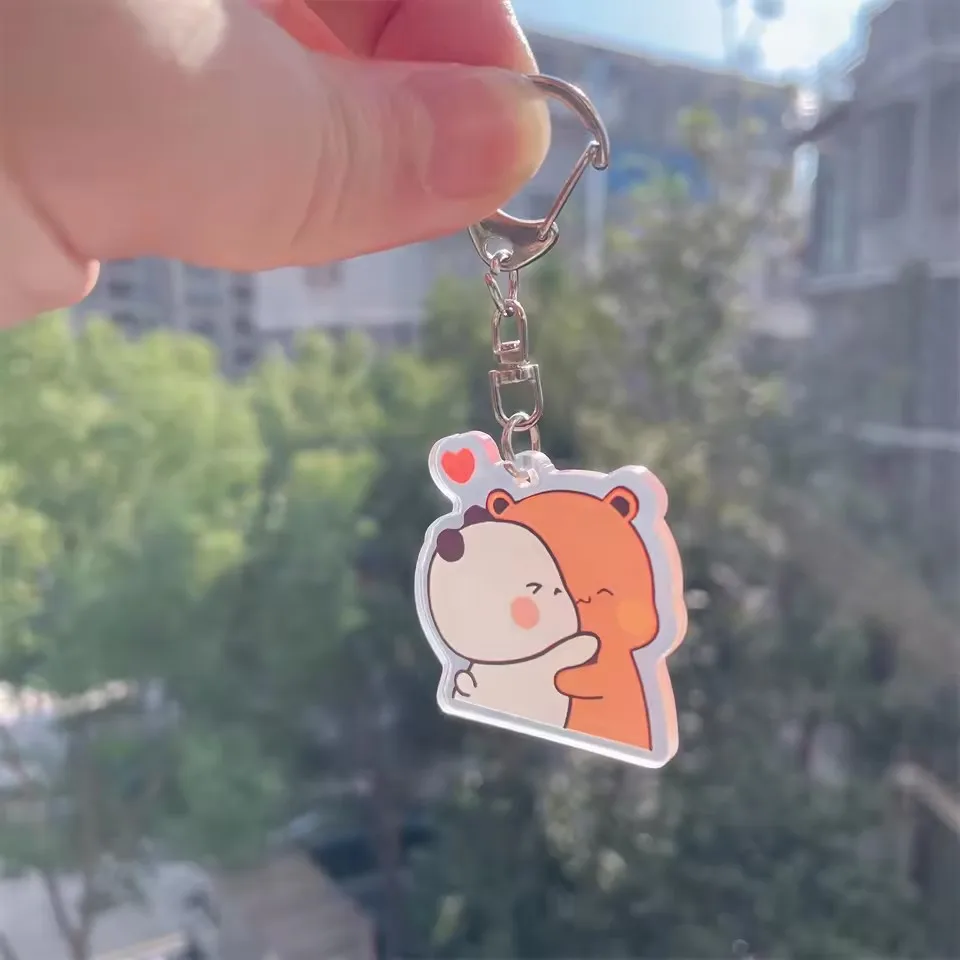 

Cute Bubu Dudu Keychains Grey Bear White Panda Keyring for Accessories Bag Pendant Key Chain Jewelry Fans Couple Love Gifts