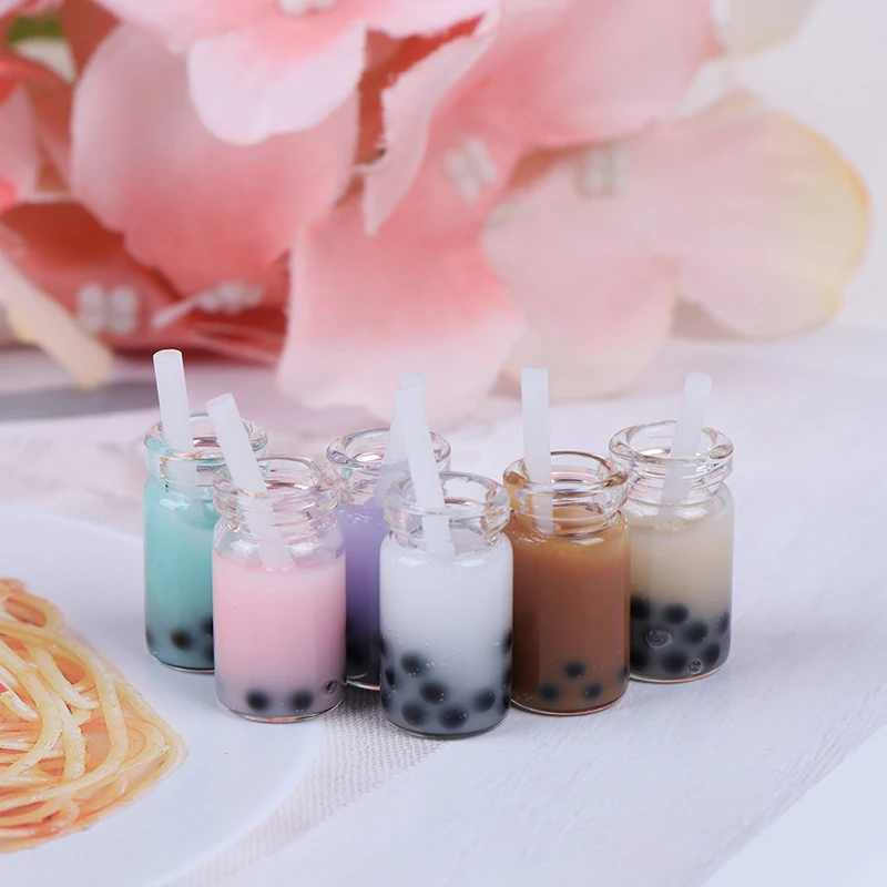 3Pcs 1:12 Miniature Milk Tea Cups Dollhouse Miniature Toys for Dollhouse House Decoration Collectible Mini Figurines