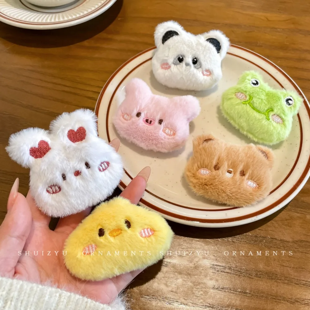 Animal Cartoon Plush Brooch Bear Frog Clothes Badge Pins Cute Rabbit Backpacks Pendant Decoration Girl