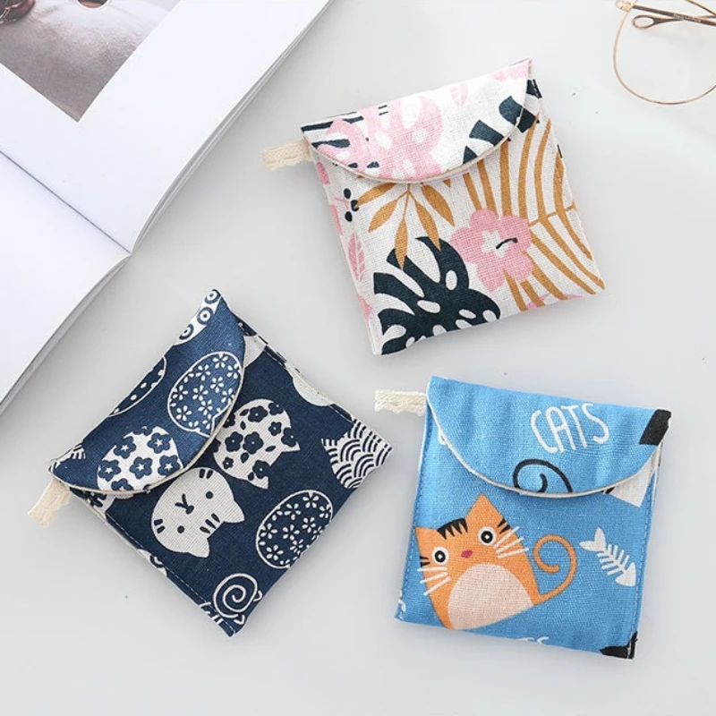 Flower Tree Elephant Money Pouch Wallet Coin Bags Purses Cartoon Square ID Credit Card Holder Toiletry Sanitary Pads Organizer