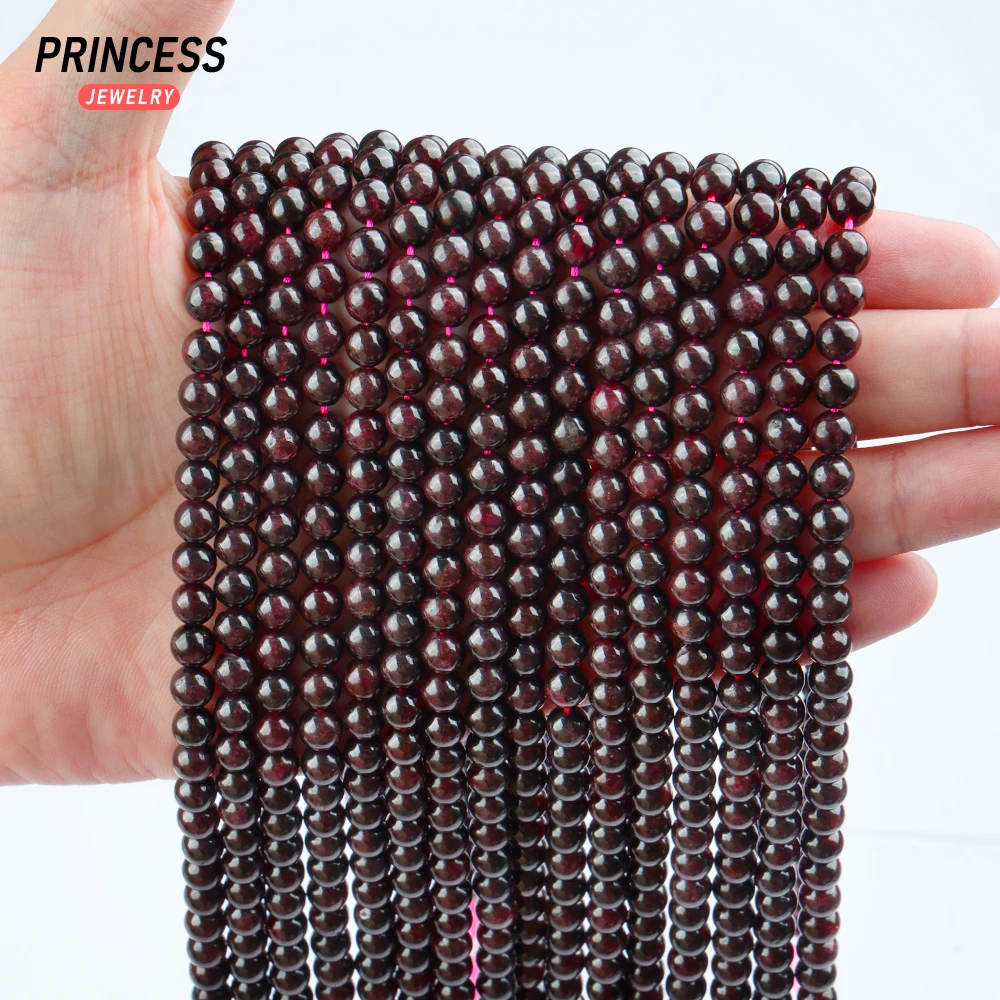 Natural Dark Red Garnet 5mm 6mm Loose Beads for Jewelry Making Bracelet Necklace Wholesale Stone Beads DIY Accessories