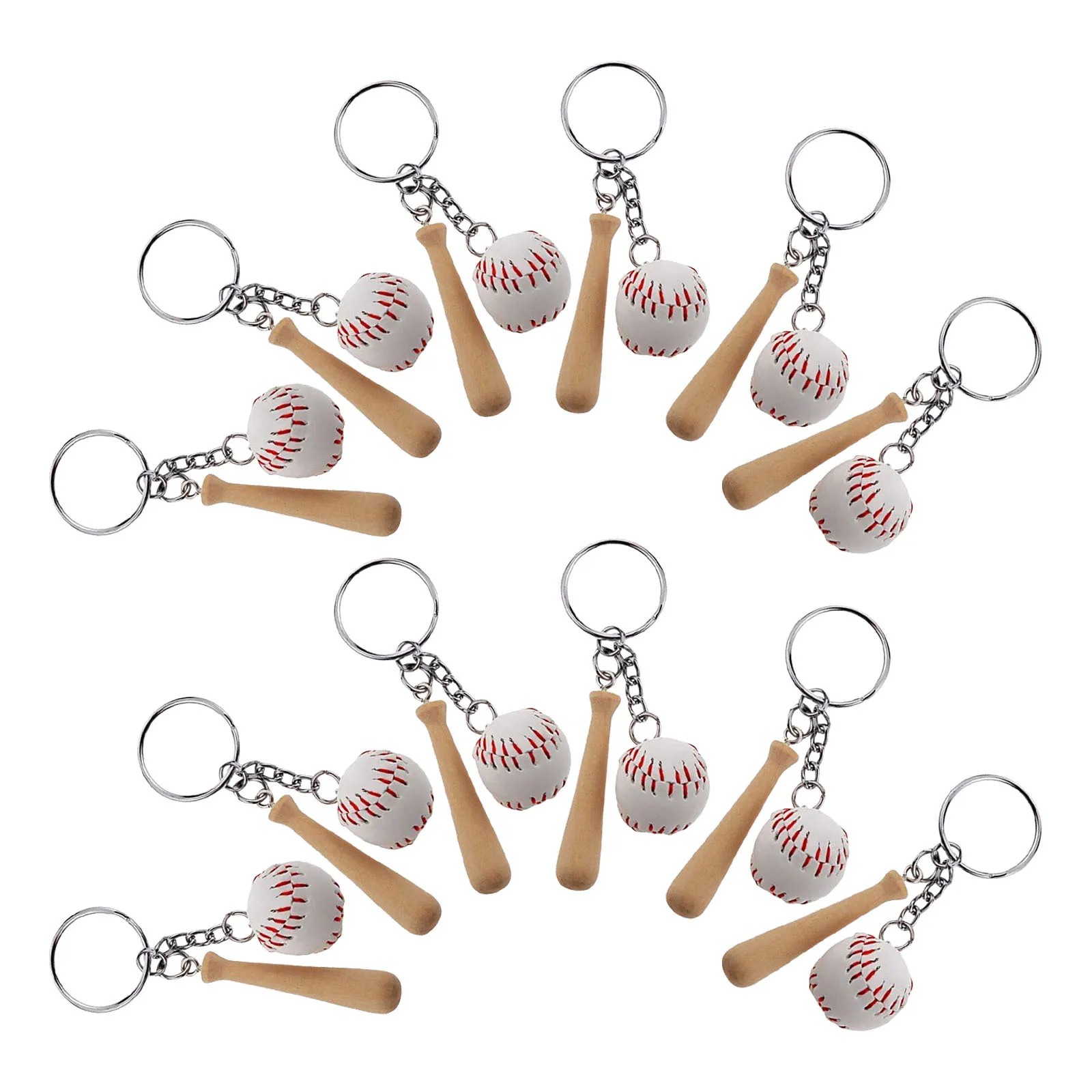 

12Pcs Baseball Keychains Wooden Bat Lightweight Decorative Baseball Party Supplies Gifts Themed Party Supplies